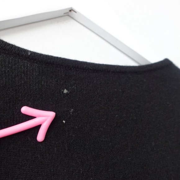 Vintage RALPH LAUREN Black Cashmere Dress Women Medium Sweater Ruffle Keyhole 90 - Picture 7 of 11